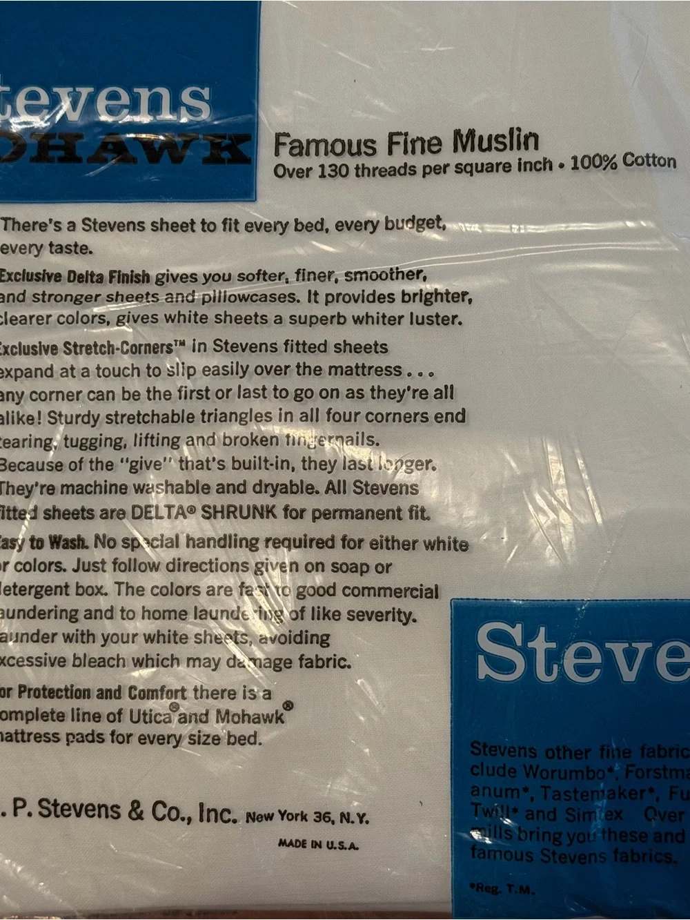 🆕 Stevens Mohawk NOS pure white double/Full fitted sheet 100% cotton fine muslin